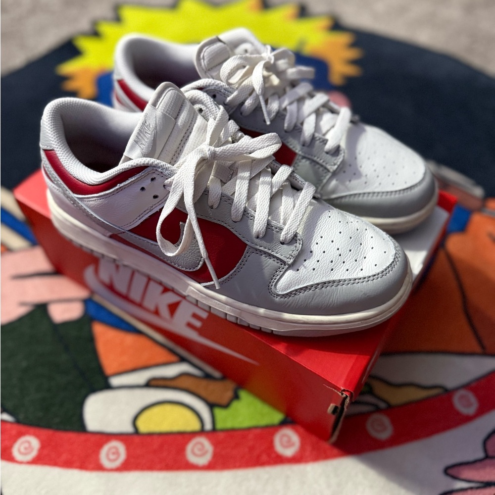 Nike Dunk Low Retro | Men’s 9 | White, Red & Gray Sneakers